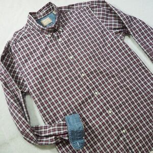 Scotch & Soda Sz XL Burgundy Navy and White Plaid Button-Down Shirt 100% Cotton